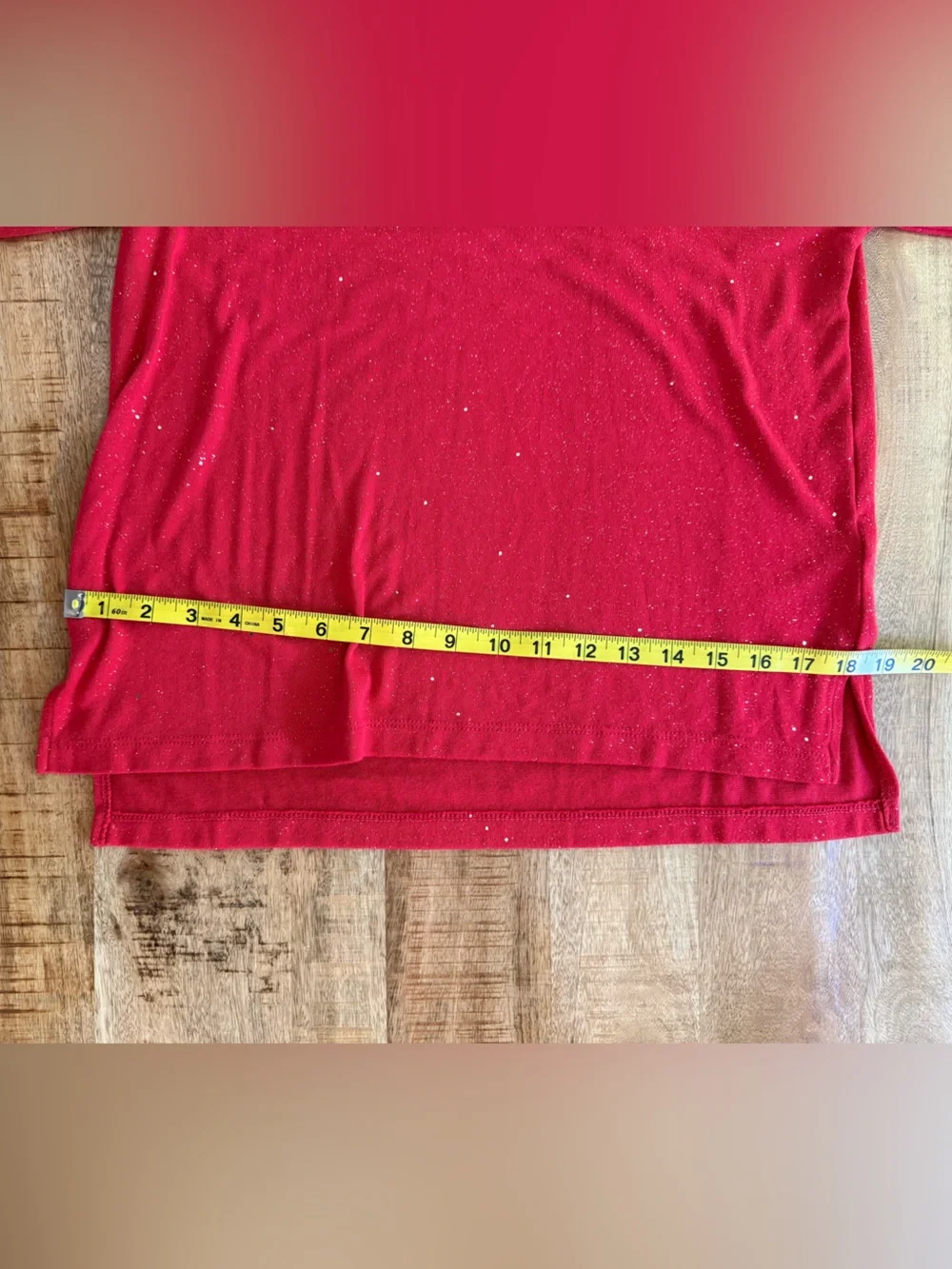 Old Navy Girls XL 14-16 Red Glitter Sparkle Long Sleeve Holiday Top